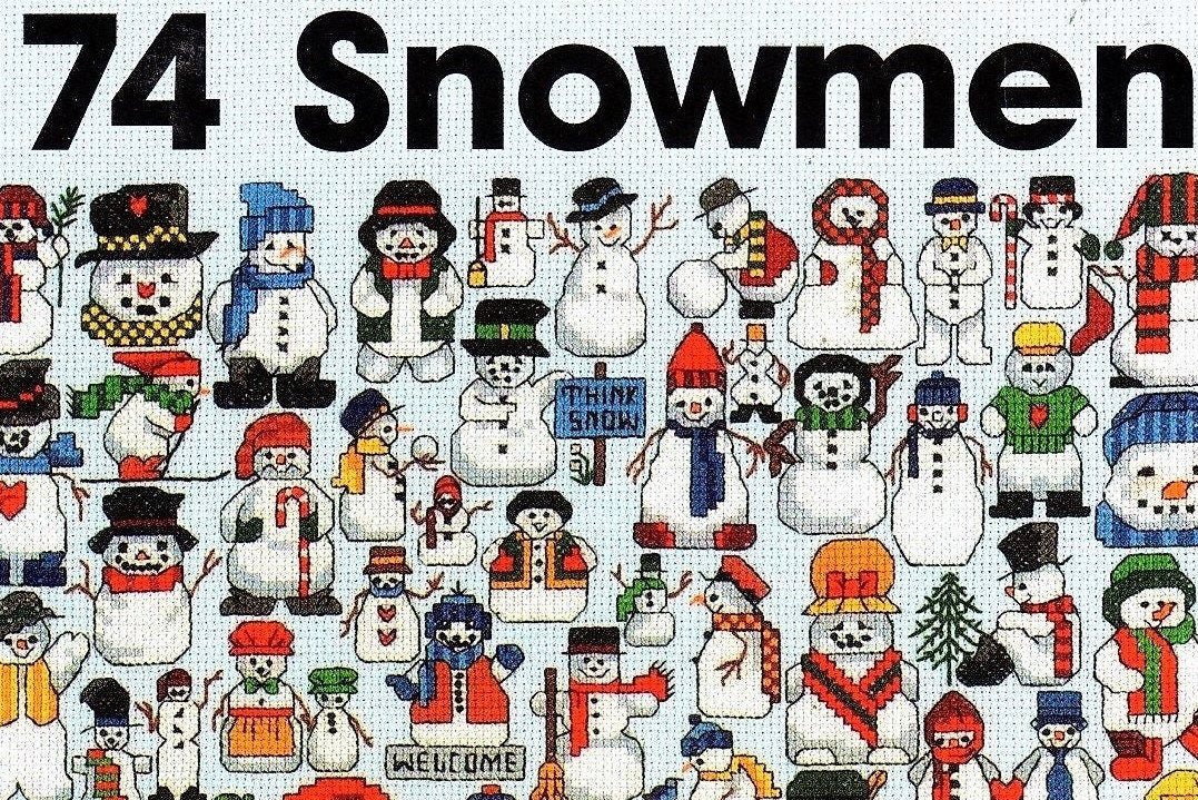 Vintage Cross Stitch Patterns Mini Snowmen Motifs PDF Instant Digital Download Embroidery 70 Winter Snowpeople Designs A1