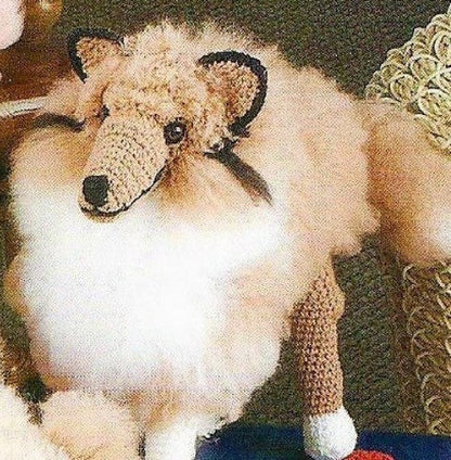 Vintage Crochet Pattern Rough Collie Dog PDF Instant Digital Download Purebred Puppy Amigurumi Plush Stuffed Soft Toy 16" 10 Ply