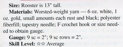 Vintage Crochet Pattern 13" Chicken Rooster or Hen PDF Instant Digital Download Farm Animal Chicken Amigurumi Plush Soft Toy 10 Ply