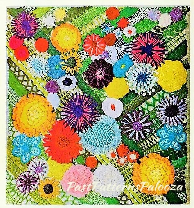 Vintage Crewel Embroidery Pattern Beautiful Flower Garden Potpourri Sampler PDF Instant Digital Download Flower Power Motifs 30 Stitches