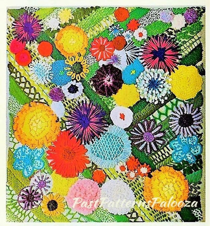 Vintage Crewel Embroidery Pattern Beautiful Flower Garden Potpourri Sampler PDF Instant Digital Download Flower Power Motifs 30 Stitches