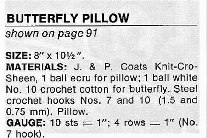 Vintage Thread Crochet Pattern Lace Pineapple Butterfly Pillow PDF Instant Digital Download 8x10 Lacy Ecru Cushion