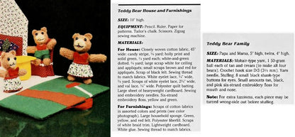 Vintage Crochet & Sewing Pattern Teddy Bear Family Christmas House Furniture Play Set PDF Instant Digital Download Travel Storage Carry Toy