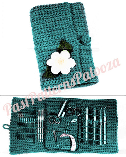 Vintage Crochet Pattern Crochet Hook Case Organizer PDF Instant Digital Download Hooks Needles Notions Folding Holder with Pocket