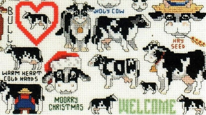 Vintage Cross Stitch Patterns Cute Mini Cow Motifs PDF Instant Digital Download Embroidery 30 Kitsch Quirky Humorous Designs A1