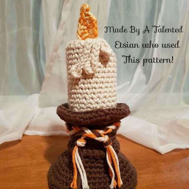 Vintage Crochet Pattern Brass Candlestick Candles Candleholders Three Sizes PDF Instant Digital Download Wizard Candle Amigurumi 10 Ply