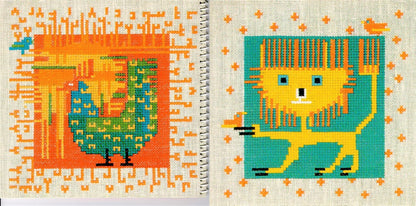 Vintage Cross Stitch Pattern Retro Whimsical Psychedelic Mod Quirky Animals PDF Instant Digital Download 1970s Embroidery 12 Designs