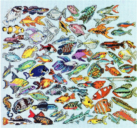 Vintage Cross Stitch Patterns Tropical Fish Motifs PDF Instant Digital Download Embroidery Exotic Marine Reef Fish Designs