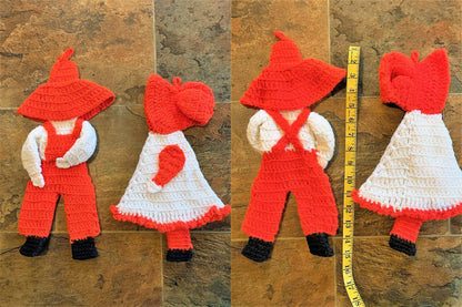 Vintage Crochet Pattern Sunbonnet Sue and Overall Sam Pot Holders and Key Chains PDF Instant Digital Download Potholders Keychains 4 Ply