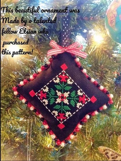 Vintage Cross Stitch Pattern 2-4" Mini Country Christmas Ornaments PDF Instant Digital Download 10 Primitive Folk Art Designs