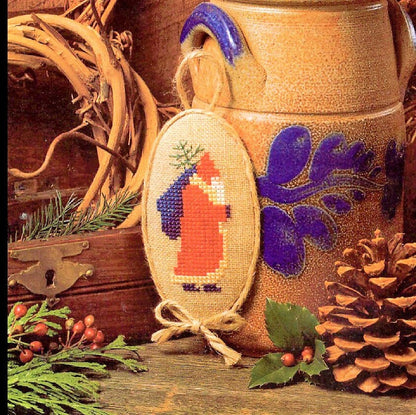 Vintage Cross Stitch Pattern 2-4" Mini Country Christmas Ornaments PDF Instant Digital Download 10 Primitive Folk Art Designs