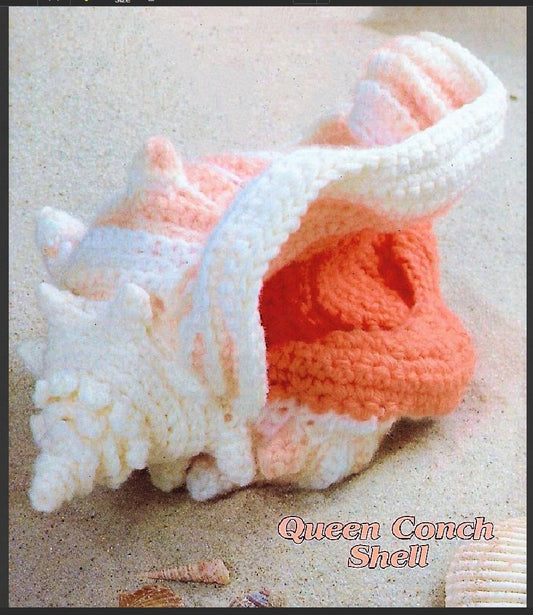Vintage Crochet Pattern 10" Queen Conch Shell PDF Instant Digital Download Sea Shell Seashell Sea Life Amigurumi Soft Toy 4 Ply