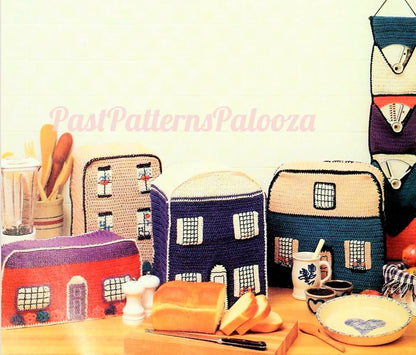 Vintage Crochet Pattern Town and Country Small Kitchen Appliance Cozies Covers Houses PDF Instant Digital Download 10 Ply
