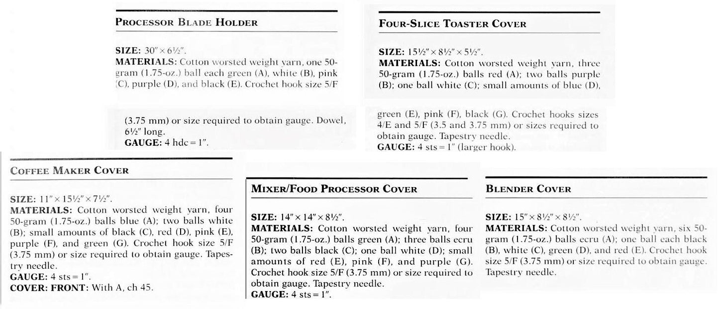 Vintage Crochet Pattern Town and Country Small Kitchen Appliance Cozies Covers Houses PDF Instant Digital Download 10 Ply
