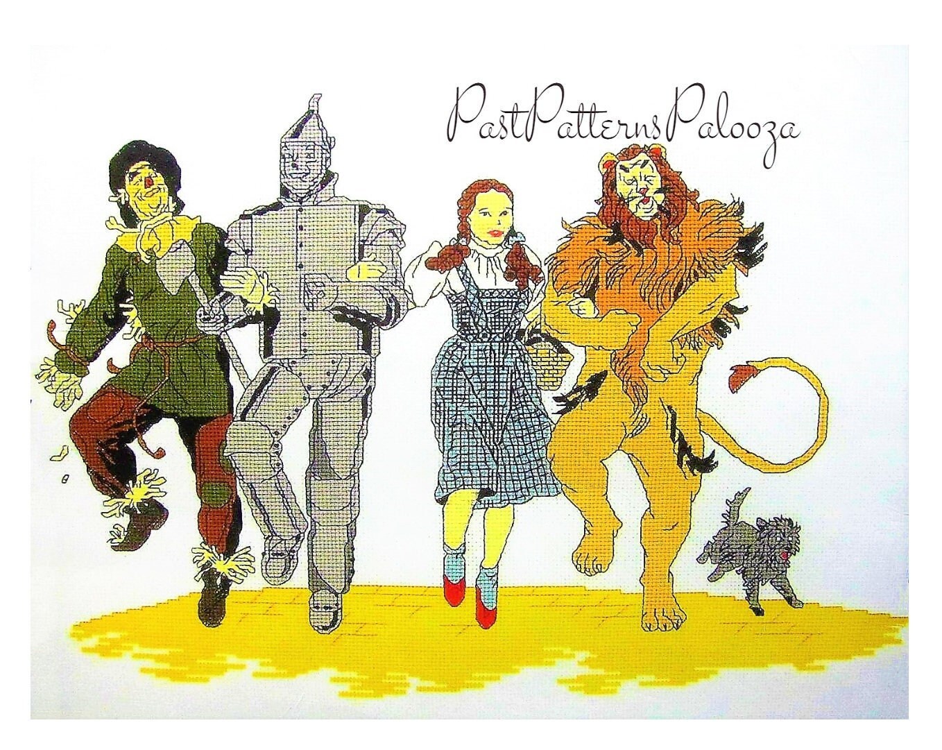 Vintage Cross Stitch Pattern The Wizard Of Oz PDF Instant Digital Download The Yellow Brick Road Embroidery 8 x 12