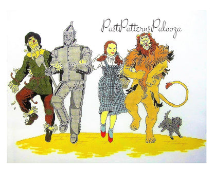 Vintage Cross Stitch Pattern The Wizard Of Oz PDF Instant Digital Download The Yellow Brick Road Embroidery 8 x 12