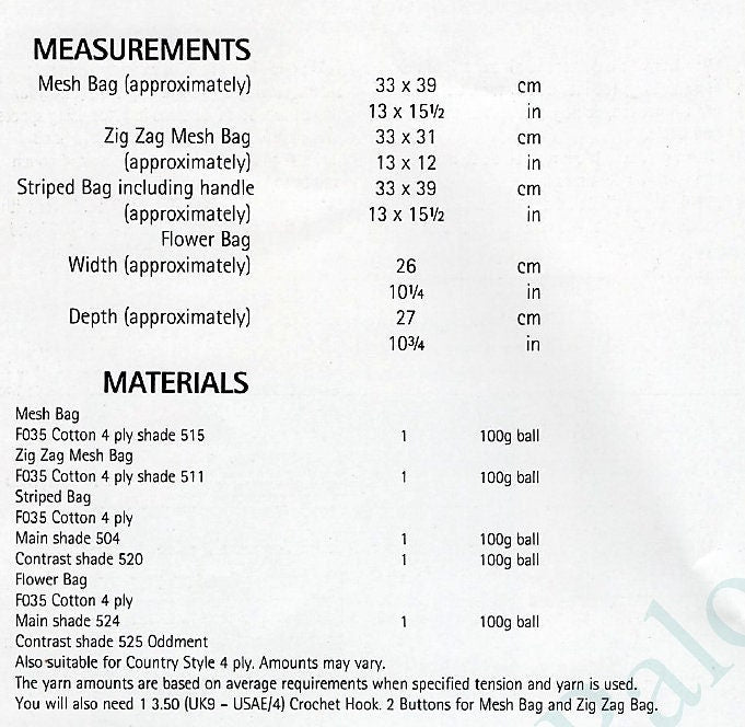 Vintage Crochet Patterns Carry All Totes Shopping Bags 4 Lacy Mesh Designs PDF Instant Digital Download 4 Ply