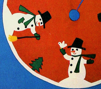 Vintage Sewing Pattern 44" Snowman Christmas Tree Skirt PDF Felt Fabric PDF Instant Digital Download Quick Easy Fun Applique