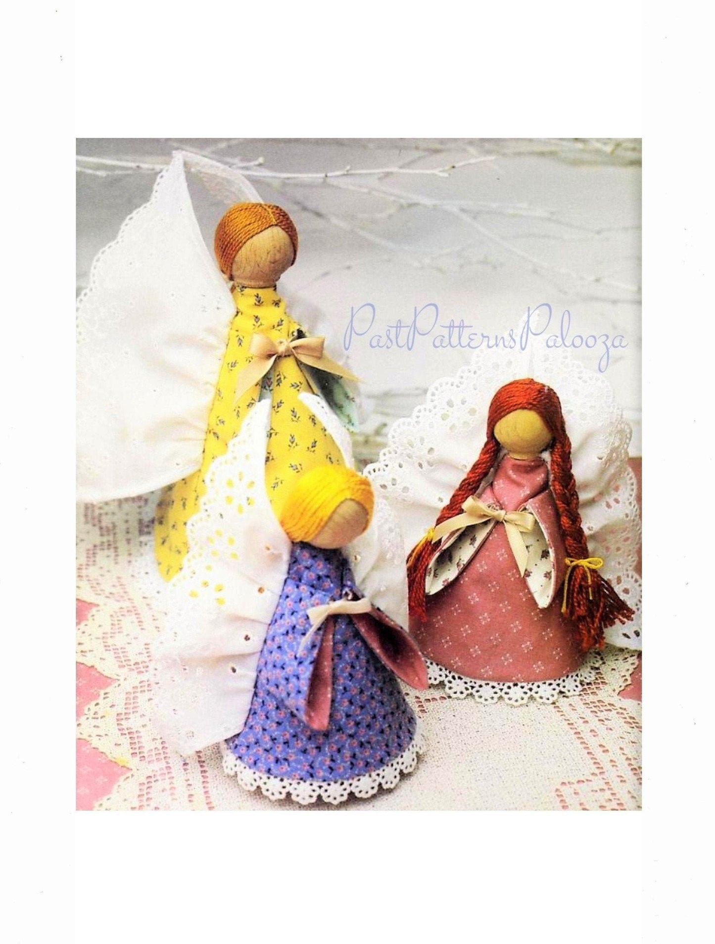 Vintage Sewing Pattern 7" Calico Fabric Angels Ornaments &  Christmas Tree Topper Angel PDF Instant Digital Download