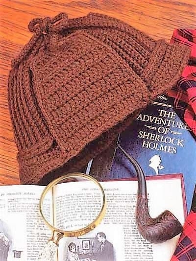 Vintage Crochet Pattern Deer Stalker Sherlock Holmes Hat Hunter Cap with Earflaps Instant Digital Download Deerstalker Hat 10 Ply