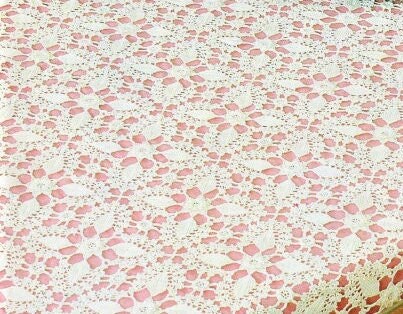 Vintage Crochet Pattern Lacy Leaf & Blossom Heirloom Tablecloth PDF Instant Digital Download Thread Lace Table Cover 83x83 Square