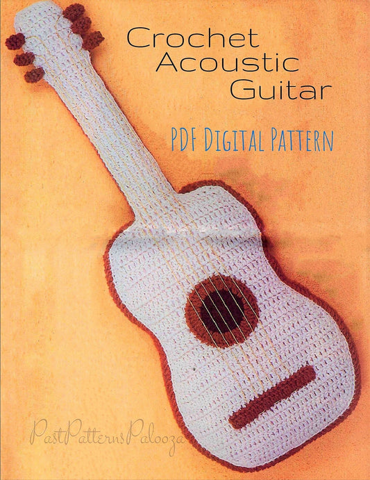 Vintage Crochet Pattern 28" Acoustic Guitar PDF Instant Digital Download Amigurumi Musical Soft Toy or Pillow 4 Ply