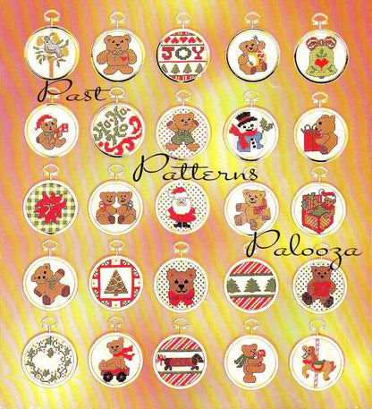 Vintage Cross Stitch Patterns 50 Mini Teddy Bear Christmas Ornaments PDF Instant Digital Download Classic Holiday Designs 2-3 Inch