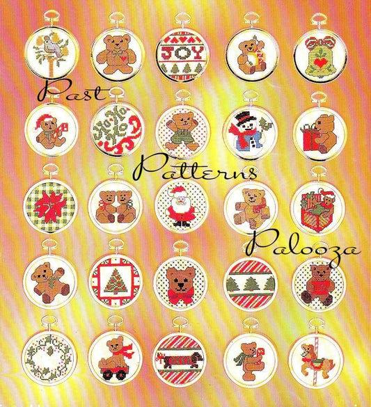 Vintage Cross Stitch Patterns 50 Mini Teddy Bear Christmas Ornaments PDF Instant Digital Download Classic Holiday Designs 2-3 Inch