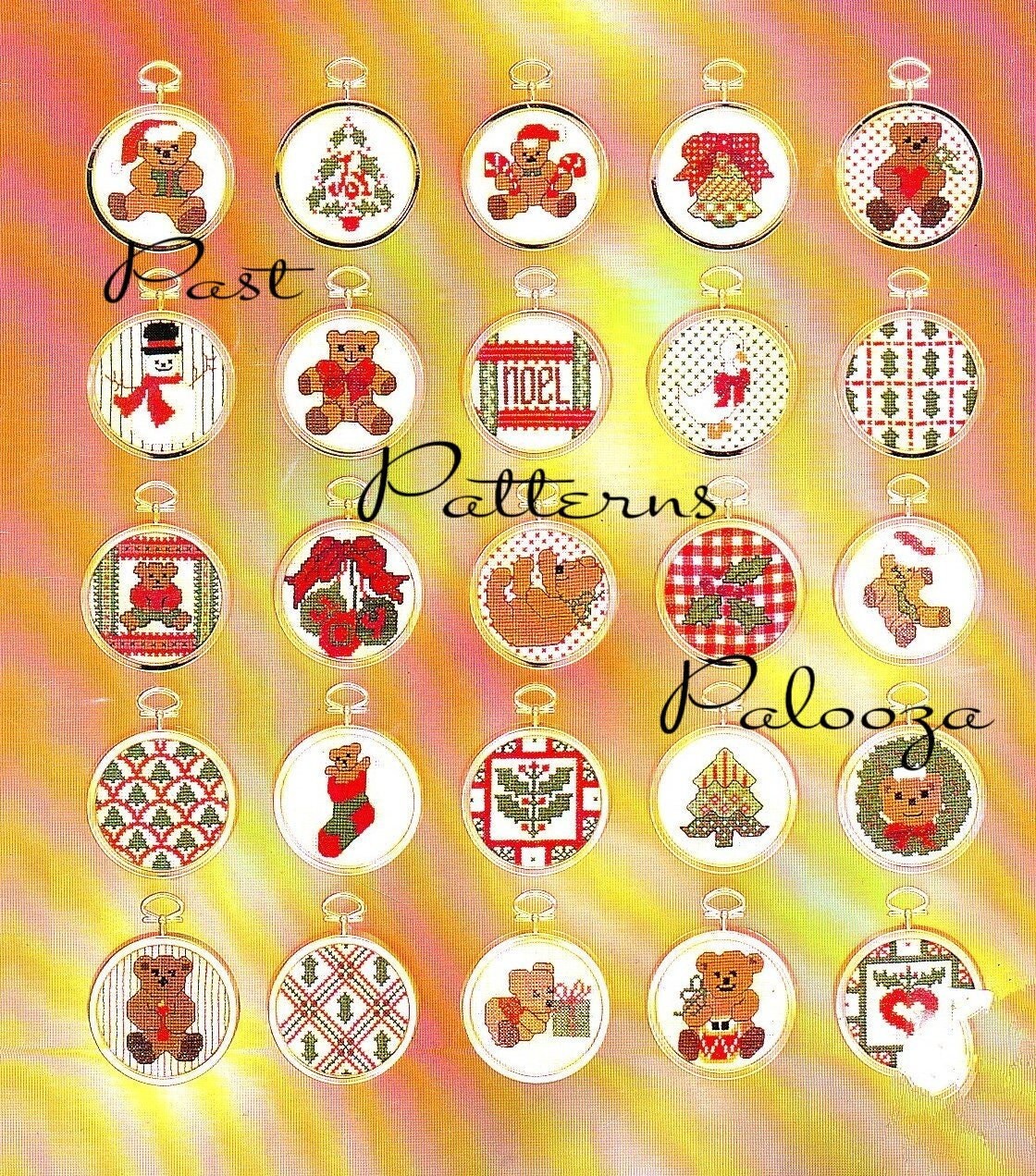Vintage Cross Stitch Patterns 50 Mini Teddy Bear Christmas Ornaments PDF Instant Digital Download Classic Holiday Designs 2-3 Inch