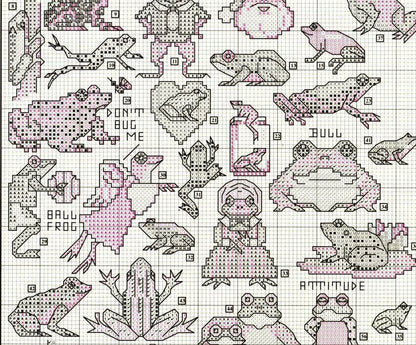 Vintage Cross Stitch Patterns Cute Mini Frog Motifs PDF Instant Digital Download Embroidery Kitsch Quirky Froggy Love Designs A1