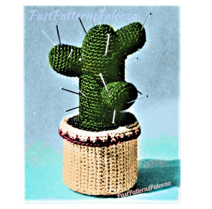 Vintage Crochet Patterns Cactus Plant Pincushion in Flower Pot PDF Instant Digital Download Small Cacti Amigurumi Cotton Thread
