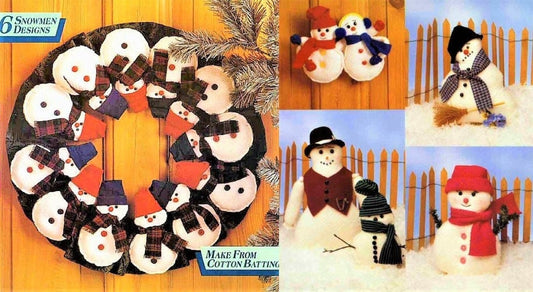 Vintage Sewing Pattern Plush Snowman Christmas Projects Fabric Cotton Batting Wreath Table and Wall Decor PDF Instant Digital Download