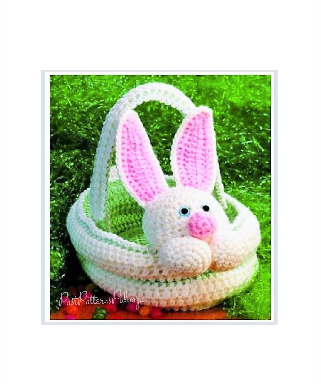 Vintage Crochet Pattern Plush Bunny Easter Egg Basket PDF Instant Digital Download 10 Ply Quick Easy Plush Amigurumi