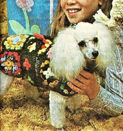Vintage Crochet Pattern Traditional Granny Square Belted Dog Sweater Coat PDF Instant Download Small Medium Large Sizes 4 Ply