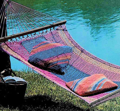 Vintage Crochet Pattern Large Hammock Swing & Pillows Set PDF Instant Digital Download Indoor Outdoor Boho Patio Backyard Seine Twine Swing