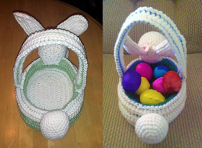 Vintage Crochet Pattern Plush Bunny Easter Egg Basket PDF Instant Digital Download 10 Ply Quick Easy Plush Amigurumi