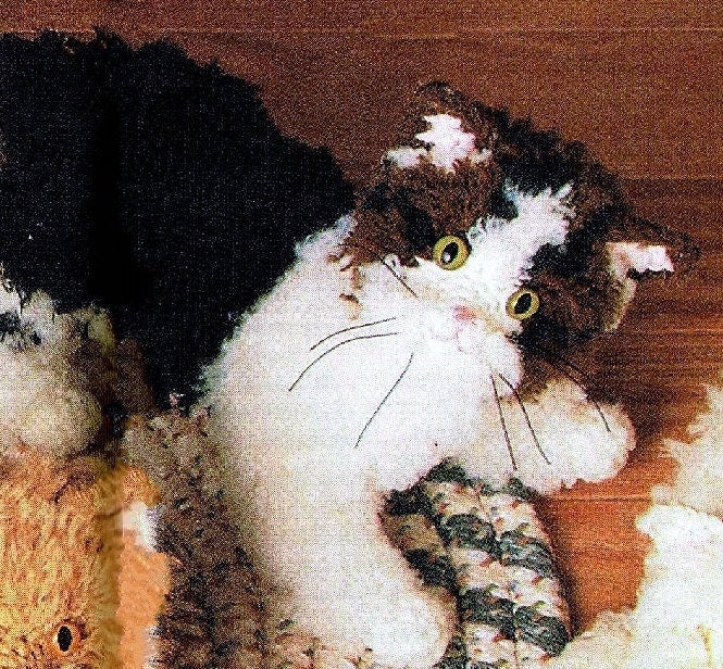 Vintage Crochet Pattern Three 7" Fluffy Kittens Amigurumi PDF Instant Digital Download Realistic Long Haired Kitty Cat Plush 10 Ply