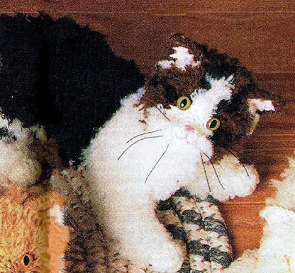 Vintage Crochet Pattern Three 7" Fluffy Kittens Amigurumi PDF Instant Digital Download Realistic Long Haired Kitty Cat Plush 10 Ply