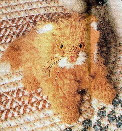 Vintage Crochet Pattern Three 7" Fluffy Kittens Amigurumi PDF Instant Digital Download Realistic Long Haired Kitty Cat Plush 10 Ply
