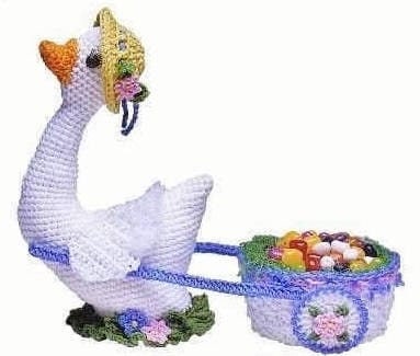 Vintage Crochet Pattern 15" Easter Goose & Candy Wagon Cart PDF Instant Digital Download Amigurumi Plush White Duck Easter Basket 4 Ply