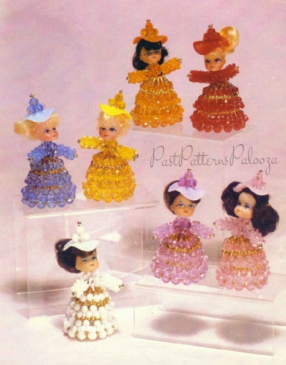 Vintage Beading Pattern 3" Little Women Safety Pin Beaded Dolls PDF Instant Digital Download Bead Craft