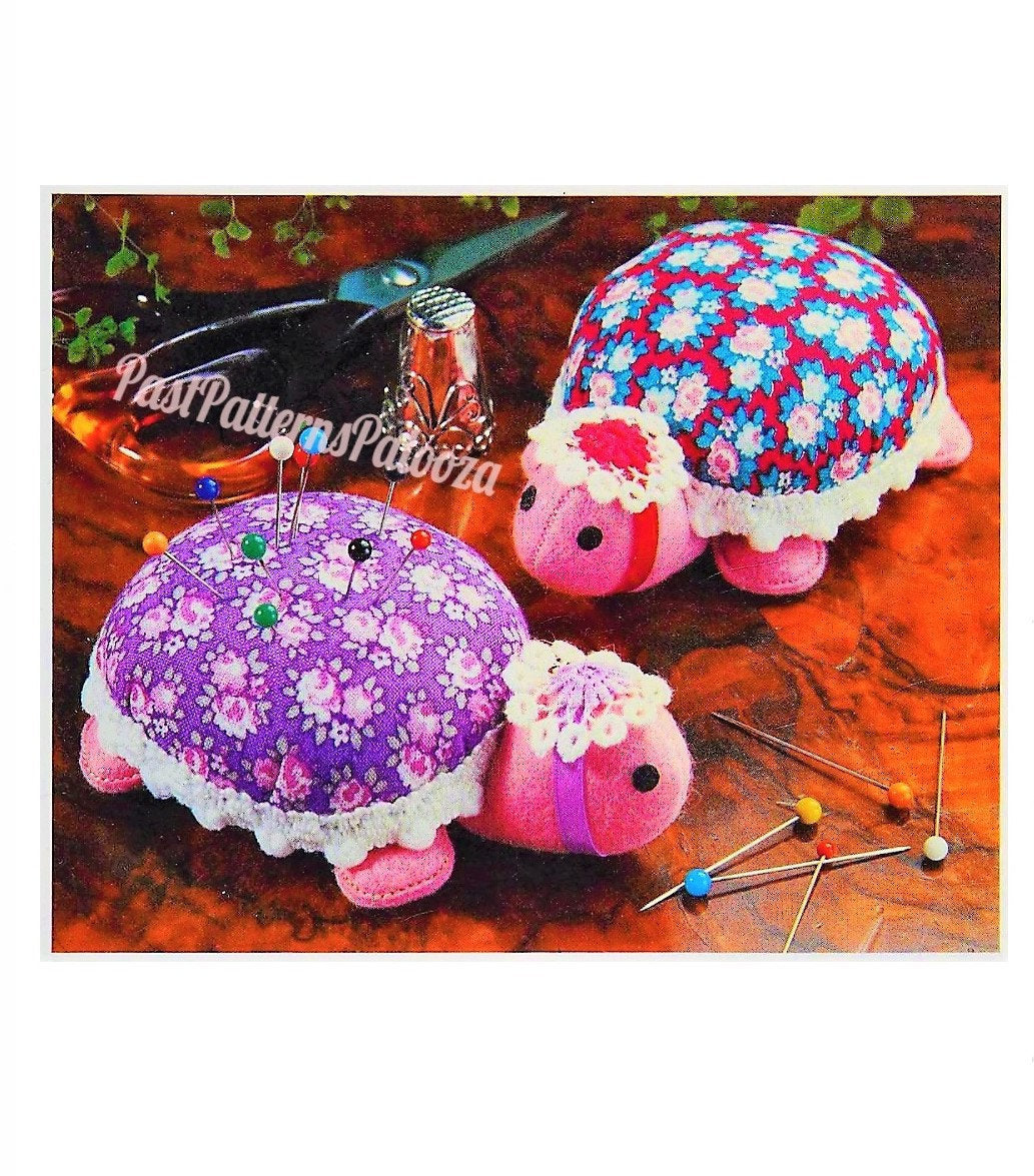 Vintage Sewing Pattern 3" Tiny Turtle Pin Cushions PDF Instant Digital Download Retro Tortoise Pincushions or Small Soft Toys
