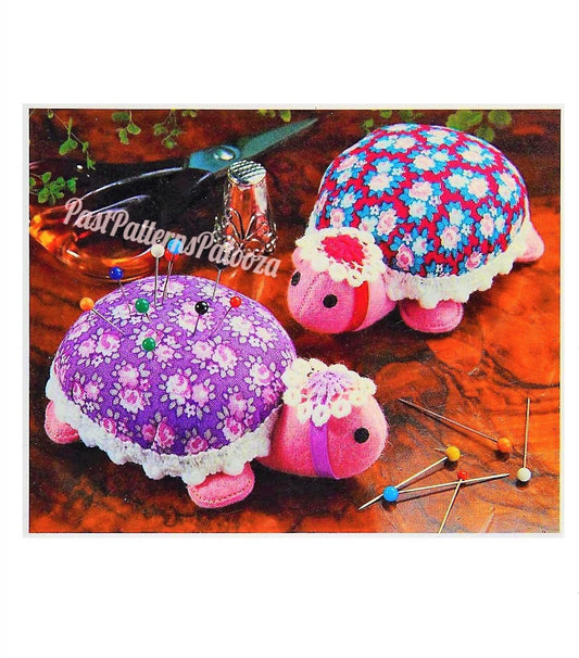 Vintage Sewing Pattern 3" Tiny Turtle Pin Cushions PDF Instant Digital Download Retro Tortoise Pincushions or Small Soft Toys