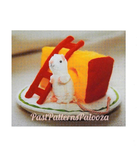 Vintage Sewing Pattern 4" Cute Felt Mouse and Cheese Pincushion PDF Instant Digital Download Retro Novelty Animal Pin Cushion