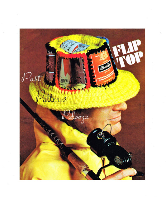 Vintage Crochet Pattern Funny Beer Can Soda Pop Can Hat PDF Instant Digital Download Unisex Adult Three Sizes