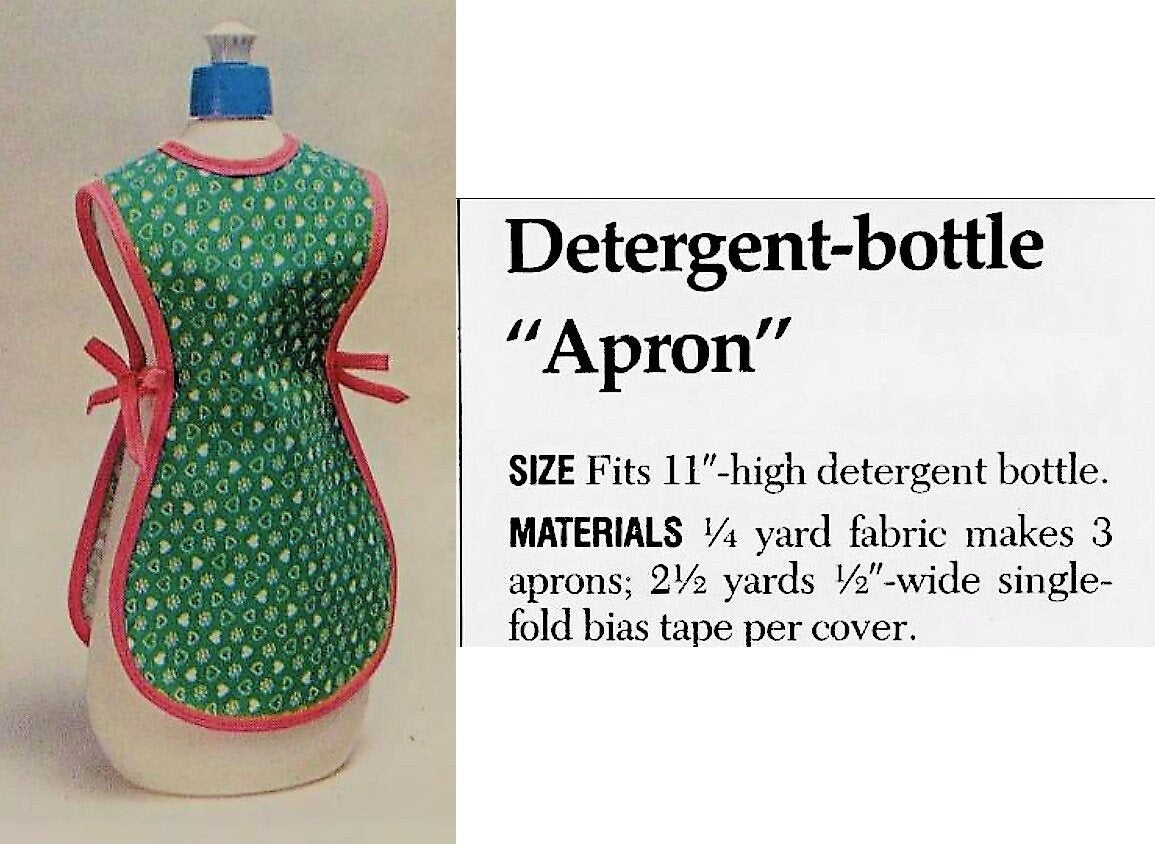 Vintage Sewing Pattern Dish Soap Detergent Bottle Apron PDF Instant Digital Download Retro Housewife Chic Quick Easy Kitchen Project