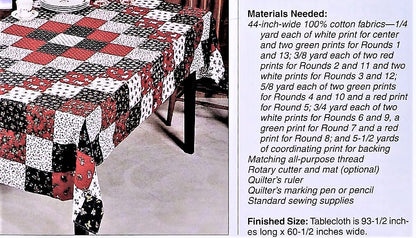 Vintage Sewing Pattern Christmas Tablecloth Patchwork Squares Trip Around The World PDF Instant Digital Download 93x60" Table Cover