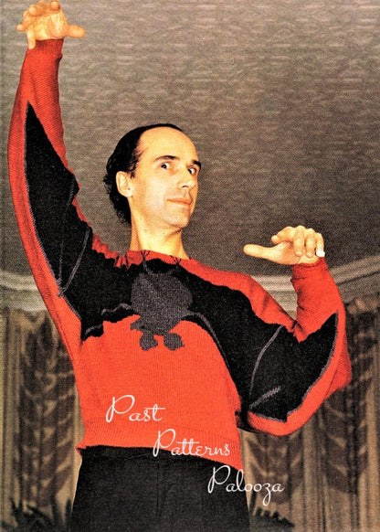 Vintage Knitting Pattern Bat Sweater PDF Instant Digital Download Womens Mens Adult Dolman Jumper 4 Ply