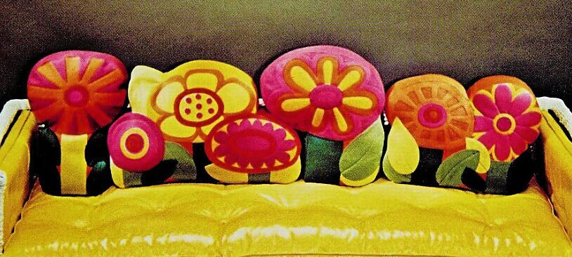 Vintage Sewing Pattern Felt Fabric Flower Power Applique Pillows 4 Designs PDF Instant Digital Download Retro Funky Boho Mod Groovy Cushions
