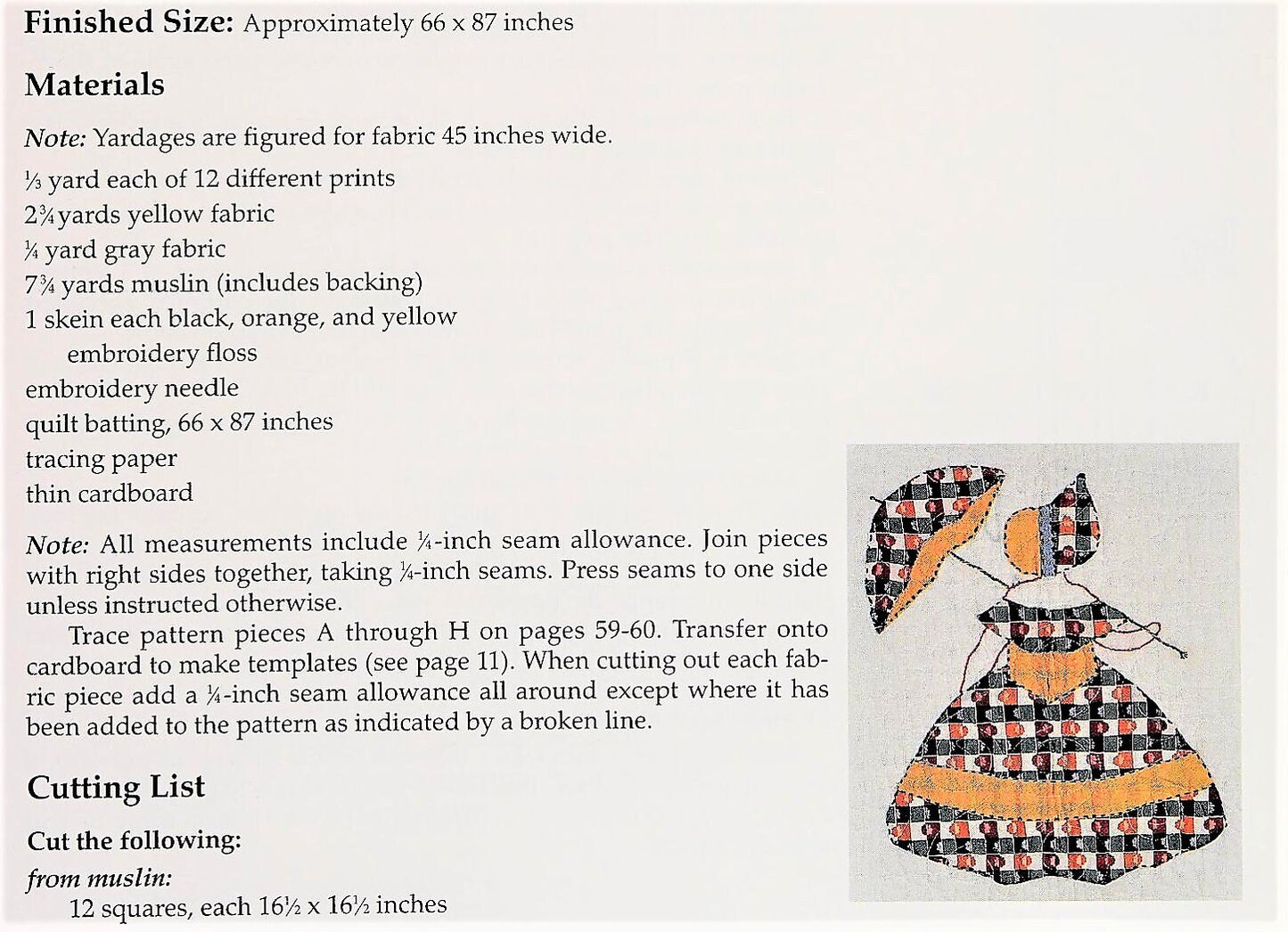 Vintage Sewing Pattern Parasol Petticoat Girls Bed Quilt PDF Instant Digital Download Colonial Crinoline Ladies Applique Blocks 66x87 1920